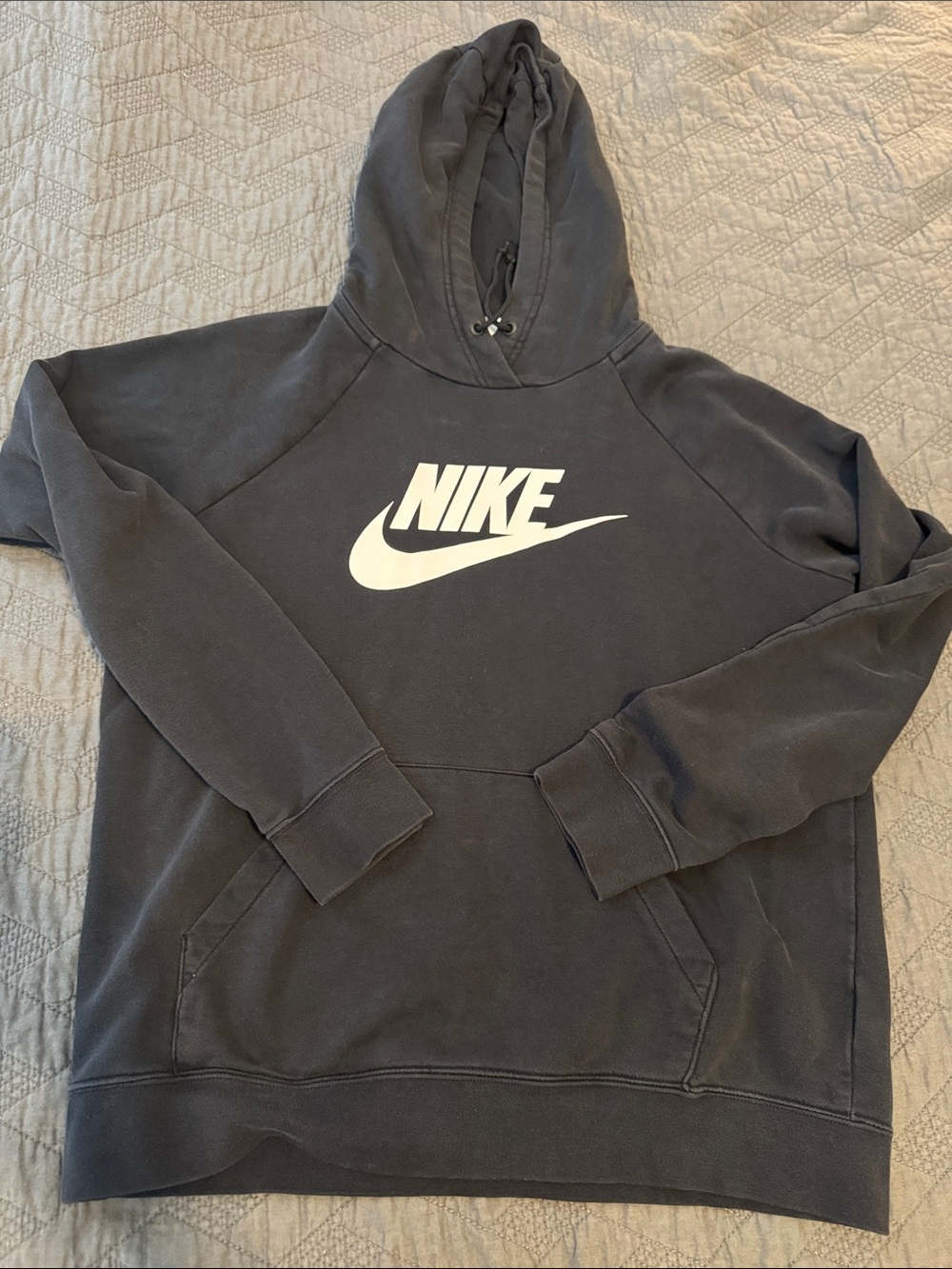 Nike Black Hoodie with White Swoosh Logo medium